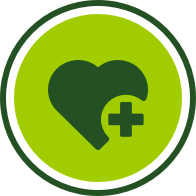 icon showing heart with plus sign to indicate improved heart health