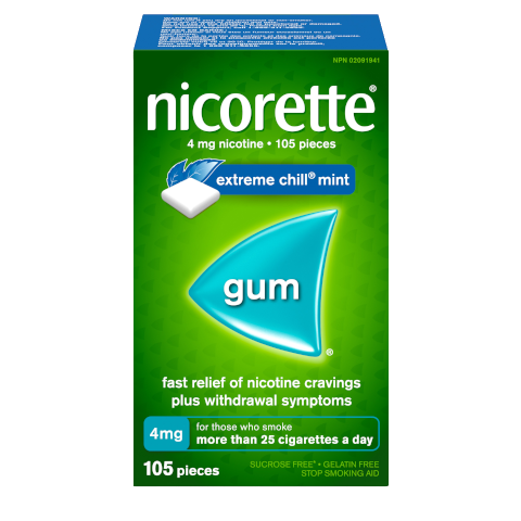 NICORETTE® Smoking Cessation Gum, extreme chill mint, 4mg, 105 pieces