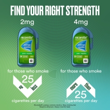 Nicorette Nicotine Lozenge, Mint Flavour in 2mg and 4mg with Statement "Find Your Right Strength"