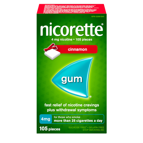 NICORETTE® Smoking Cessation Gum, cinnamon, 4mg, 105 pieces