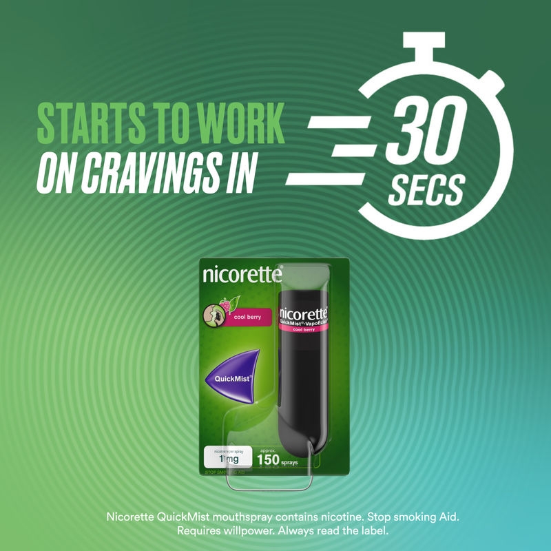 NICORETTE® QuickMist® Nicotine Spray Start to Work on Cravings in 30 Seconds