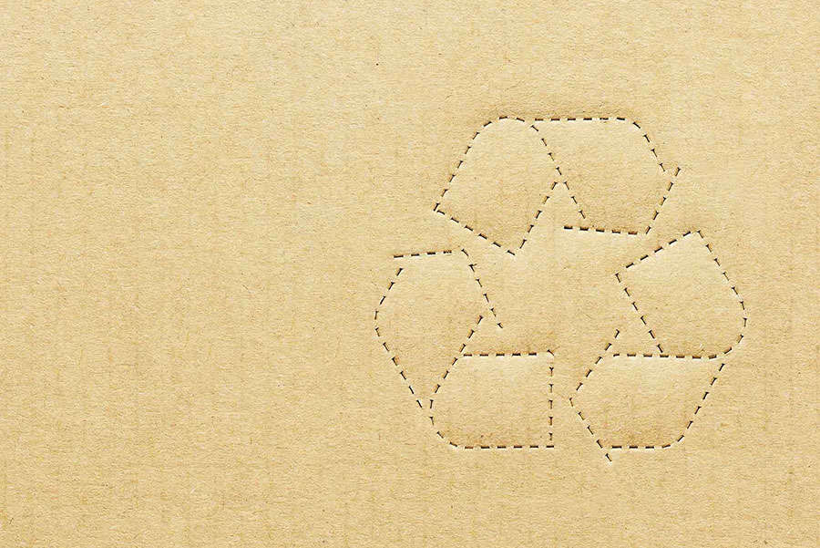 Cardboard box with recycle symbol