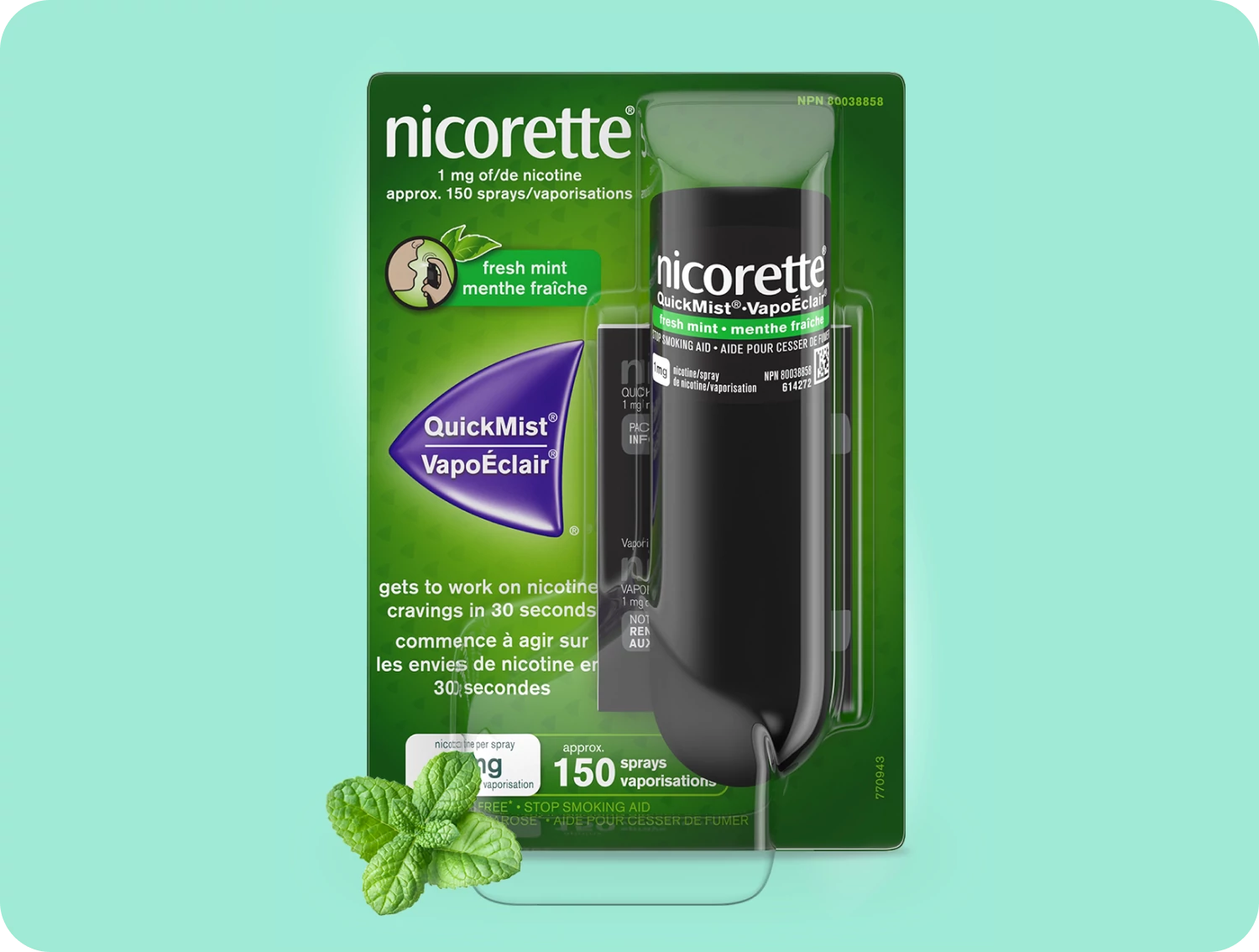 NICORETTE® QuickMist® Nicotine Spray, fresh mint flavour
